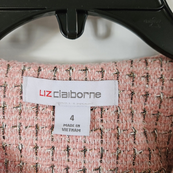 NWT Liz Claiborne Pink Tweed Blazer with Pearl Buttons. Fully Lined. Size 4 - Picture 4 of 5